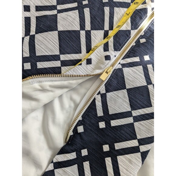 TALBOTS Skirt Womens 12P Black & White Career Art To Wear Gold Zip Corp Abstract - Picture 11 of 11